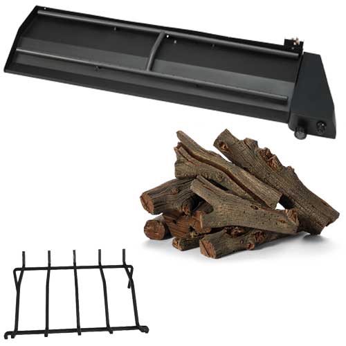HPC Fire Dual Burner Outdoor Fireplace Kit with Grate and Concrete Log Set, 36" or 42"